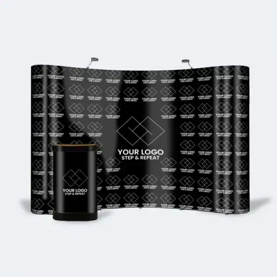 Print Example of 4x3 Step & Repeat Curved Pop Up Exhibition Display Stand