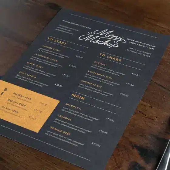 Single Page Menu