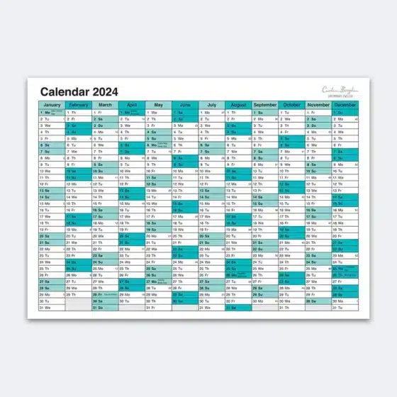 Yearly Wall Calendar Print Example