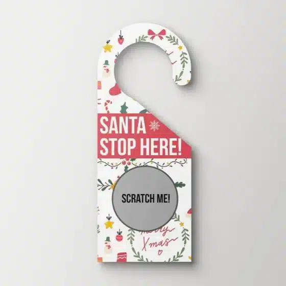 Scratch off door hanger